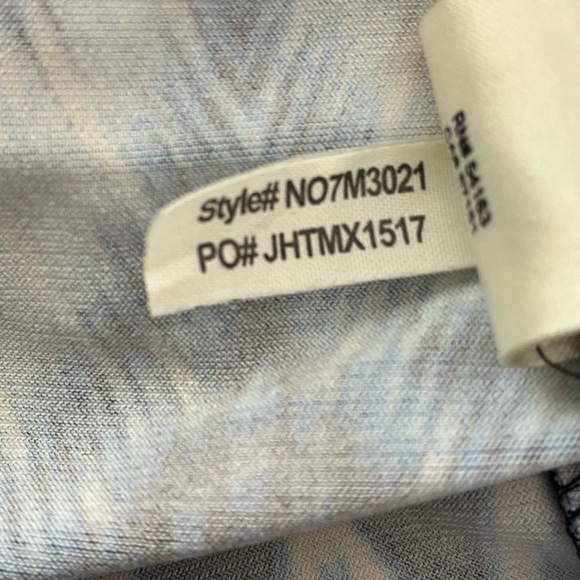 Eliza J Elegant Chic Cold Shoulder Blue and White Geometric Print Dress 14 - Picture 12 of 13